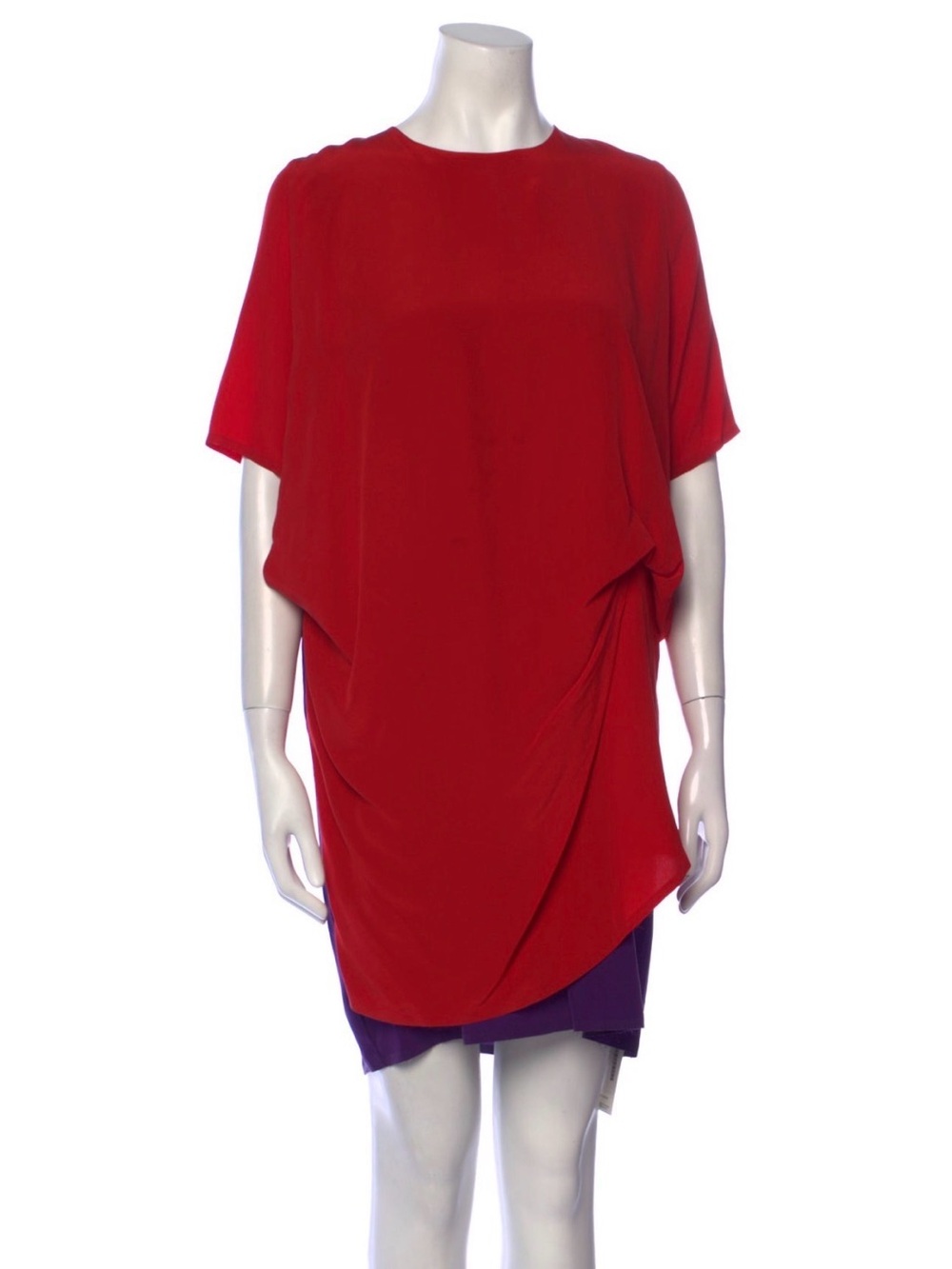 Acne Studios Red & Purple Draped Silk Mini Dress US 6 FR 38 Ferrari Red